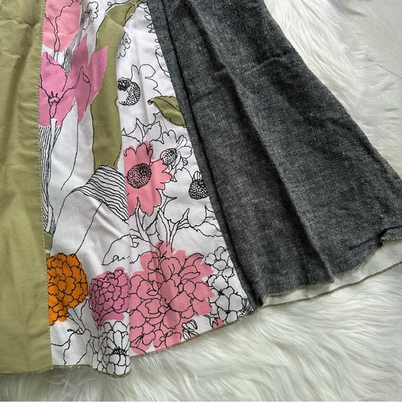 Patchwork Sleeveless Raw Edge Exposed Stitch Bohemian Dress, 7X - Picture 2 of 7